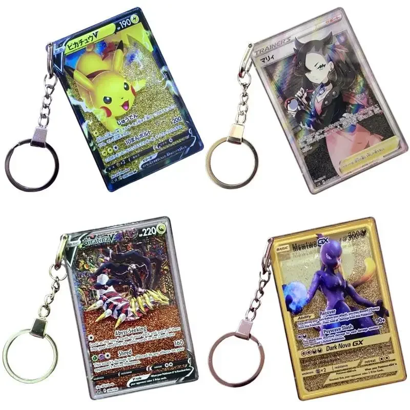 Quicksand Card Mewtwo Lillie Marnie Mimi Giratina Lugia Diy Keychain Anime Peripheral Game Collection Card Gifts for Friends