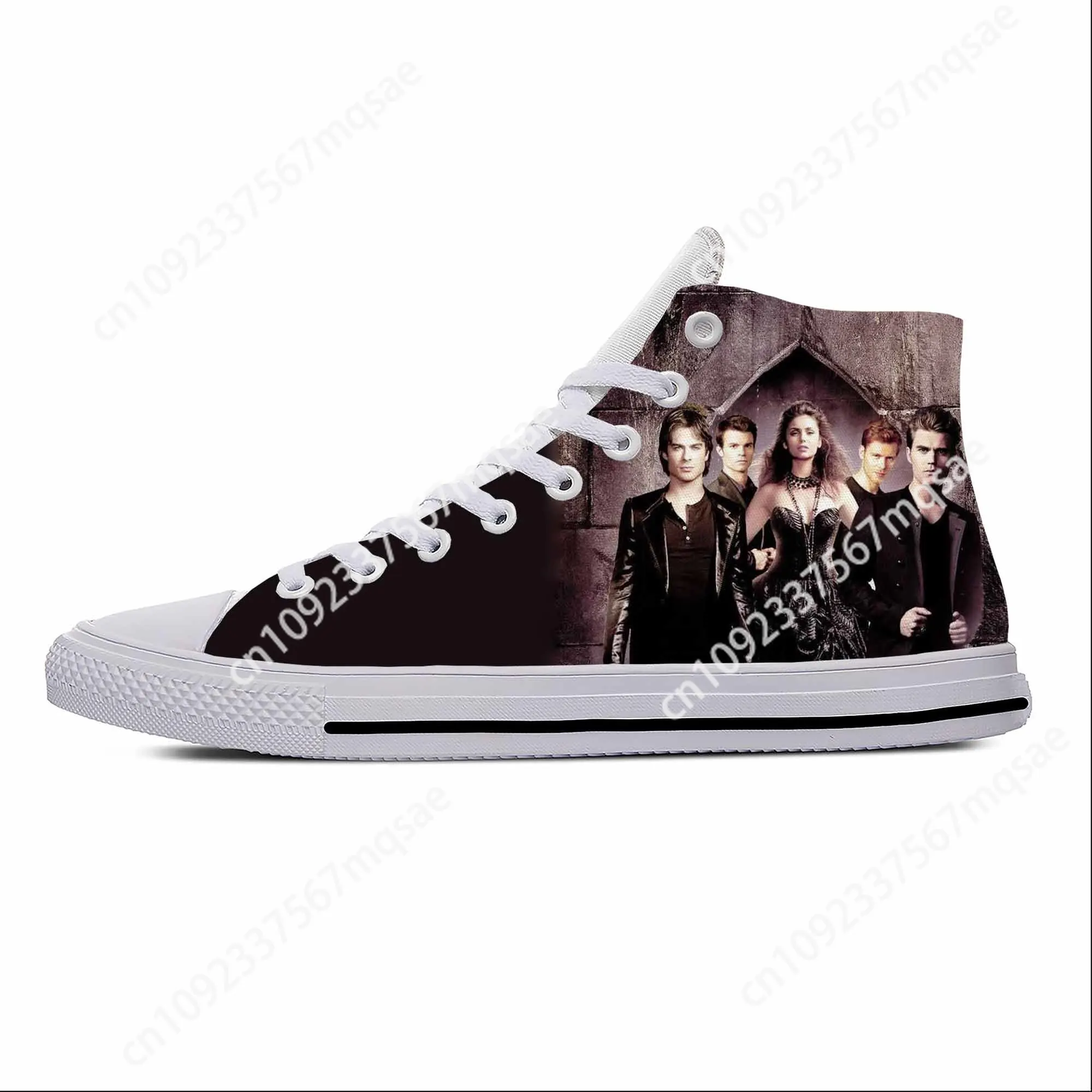 Anime Cartoon The Vampire Diaries Damon Salvatore Casual Cloth Shoes High Top Lightweight Breathable 3D Print Men Women Sneakers