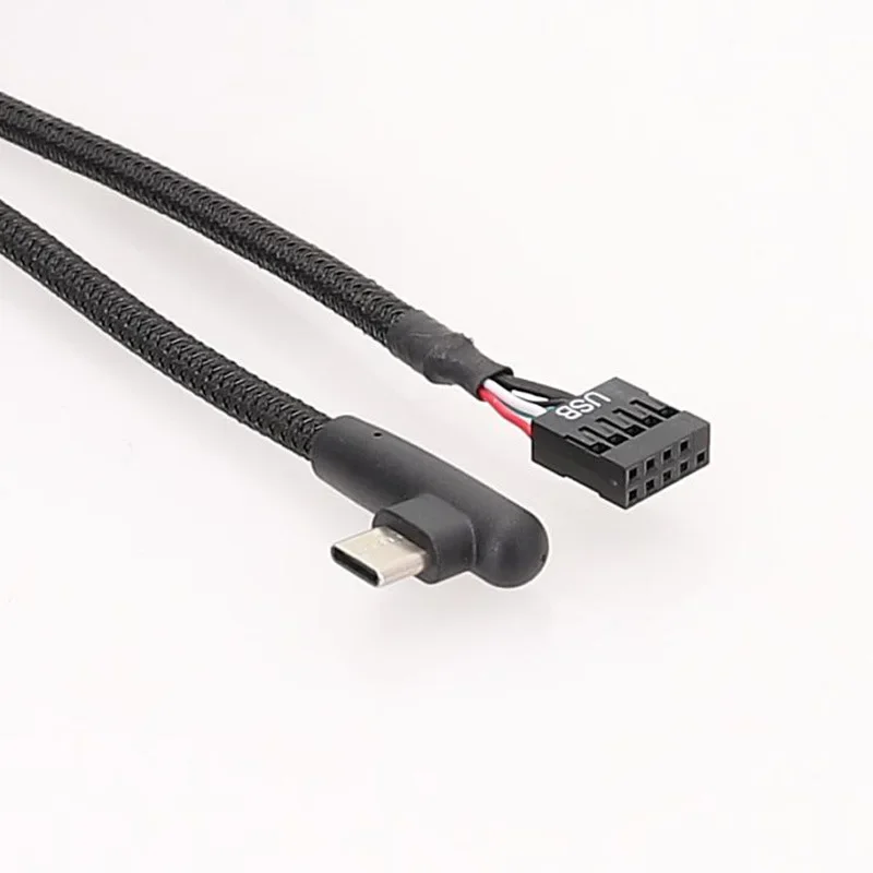 2PCS High Speed USB 9Pin To Type C Adapter Shielded for Reliable Transmission Mesh Line for Motherboard 60CM