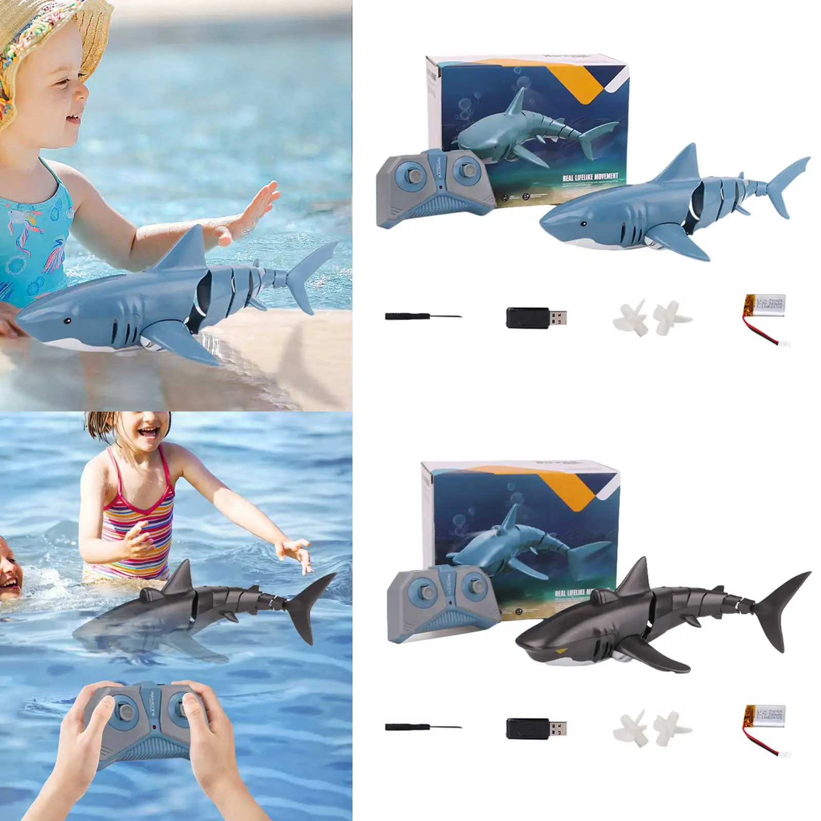 60 X 60cm Remote Control Toys For Boys Kids 1:18 Scale High Simulation For Pool Fish Toys With Light & Spray Water Function For