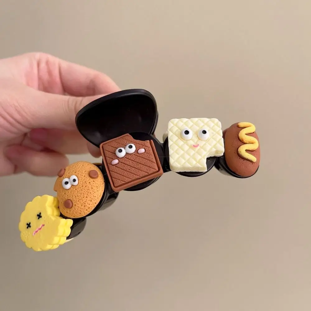 Garra bonito do cabelo do biscoito dos desenhos animados para meninas, headwear plástico do urso, grampo doce do tubarão do temperamento, estilo coreano