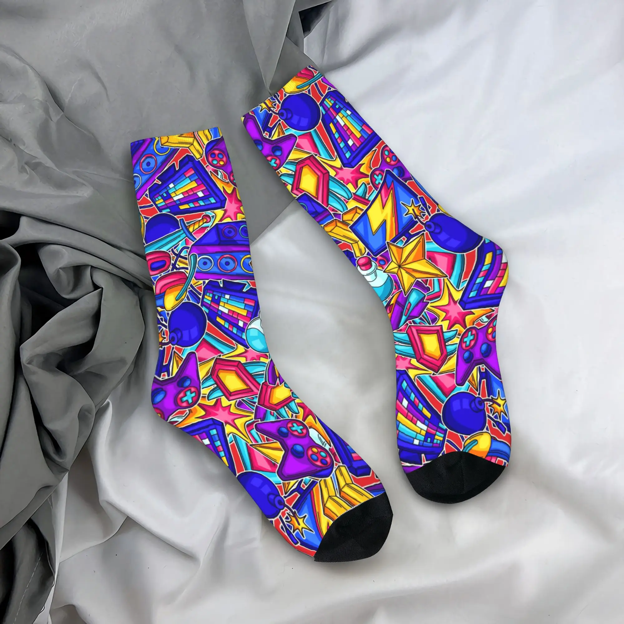 Trippy Color Burst Stockings  Gothic Socks Men's Comfortable Socks Spring Running Sports Pattern Non Slip Socks Birthday Gift