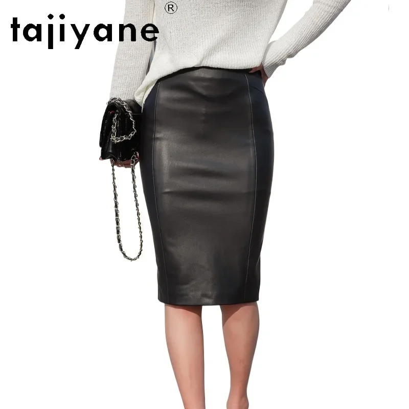 

TAJIYANE Genuine Leather Skirt High Quality Real Sheepskin Skirts for Woman Fall Clothes 2024 Women Knee-Length Black Skirt юбка