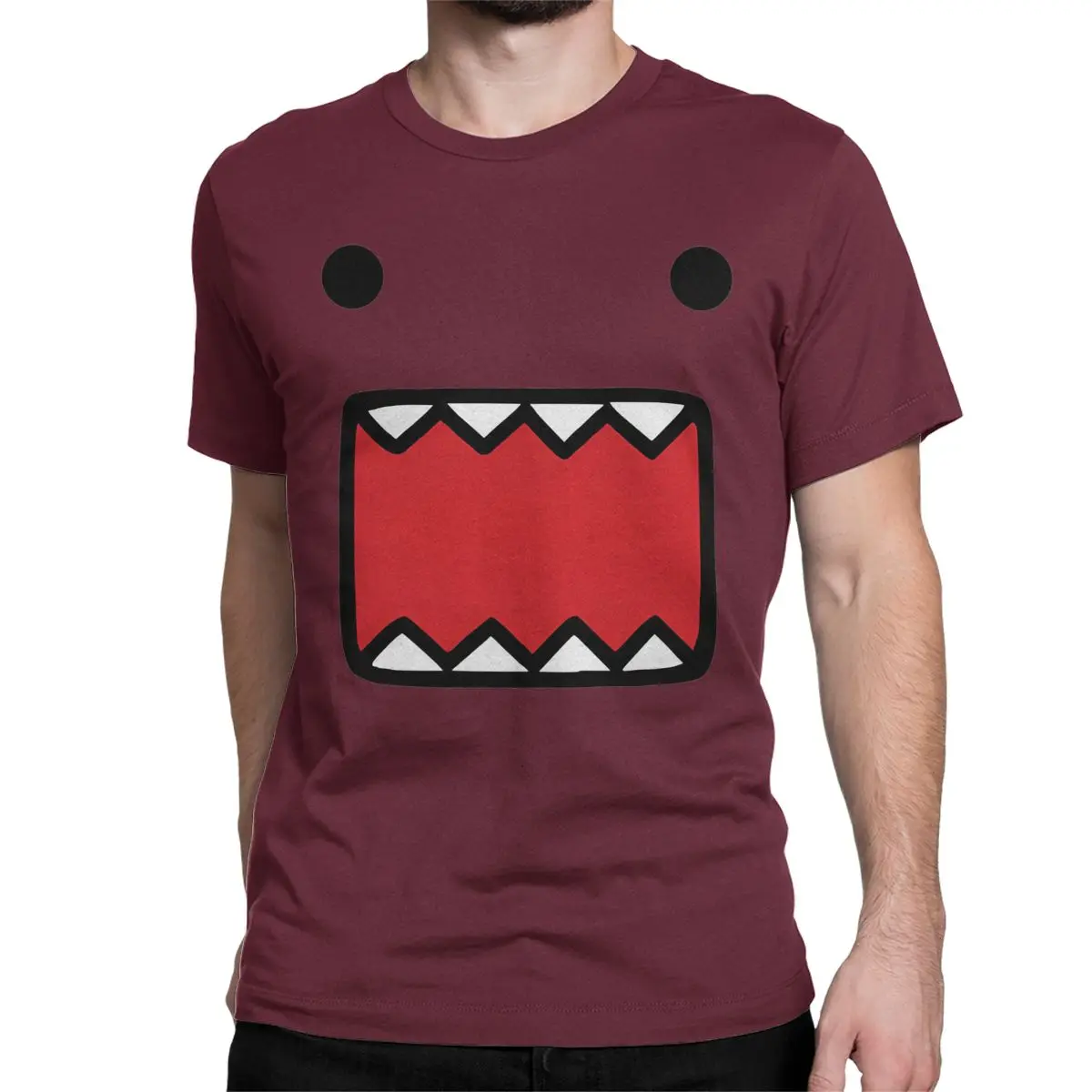 Domo Kun Doll Face T-Shirts for Men Women Vintage Pure Cotton Tee Shirt Round Collar Short Sleeve T Shirts Party Clothes