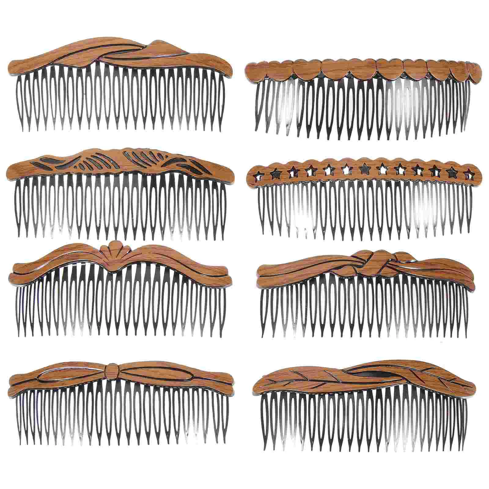 

8Pcs Hair Accessories Hair Clips Inserted Comb Hair Fork Comb Hairpins for Women Ladies Size M Wooden Hair Clips