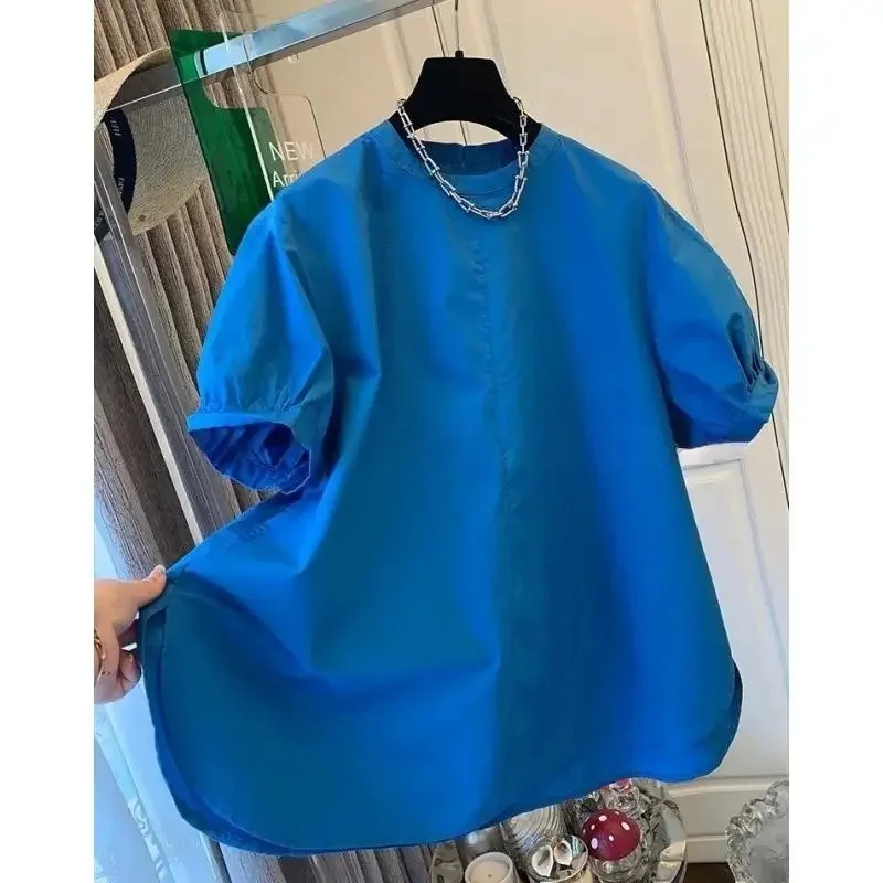 Unique and super beautiful French style bubble sleeve short sleeved shirt, loose and slimming oversized doll top, women's new st