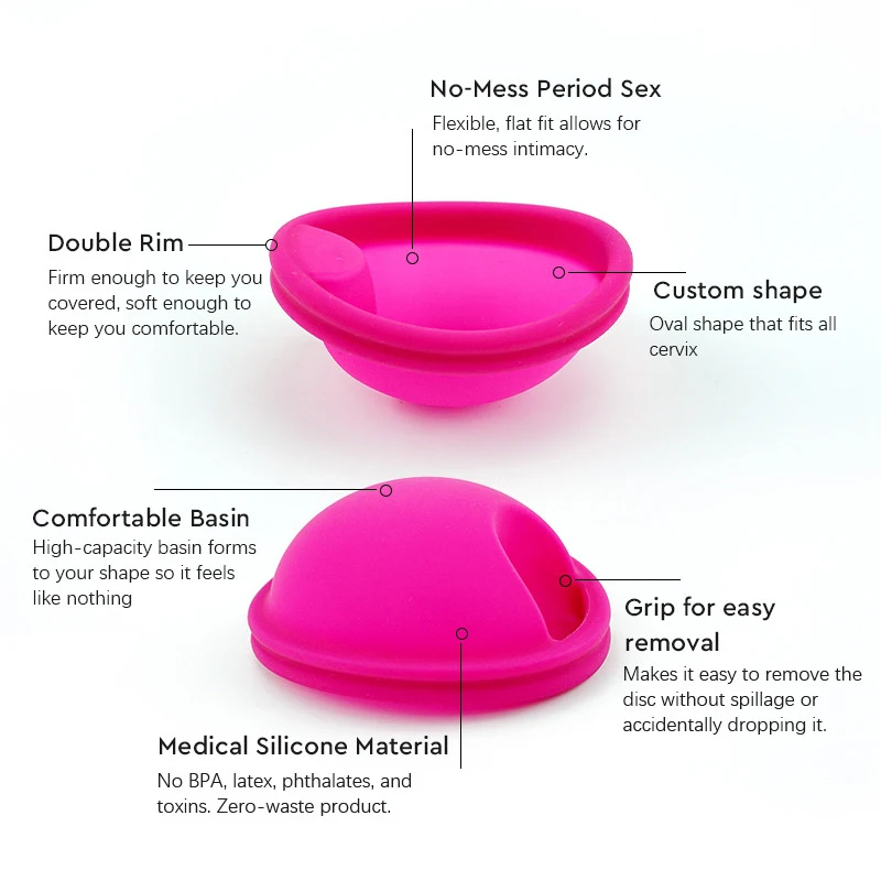 1pcs Silicone Flat Fit Design Extra Thin Reusable Silicone Menstrual Disc For Women Menstrual Tab Sterilizing