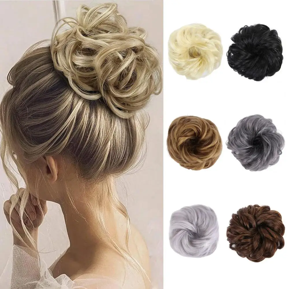 Women Hair Bun Wig Fluffy Messy Bun Hair Scrunchie Natural Synthetic Hair Extension Updo Ties Hairs Tie Wig Synthetic Chignon