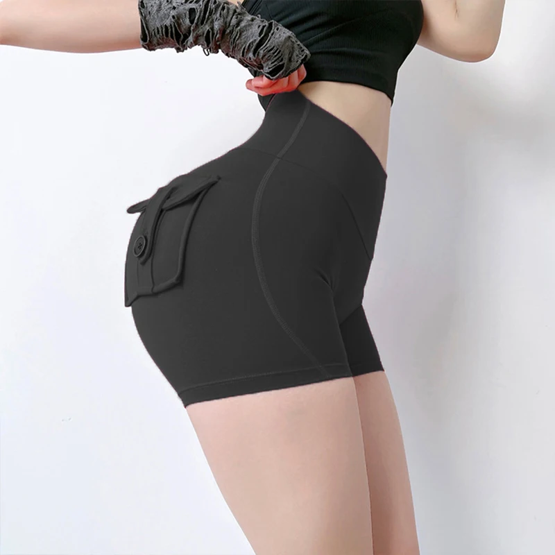 Nieuwe Yoga Shorts Met Pocket Vrouwen Sport Hoge Taille Panty Billen Fitness Workout Leggings Push Up Gym Kleding Fietsbroek