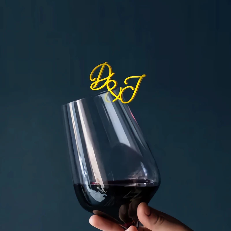 

20/50/100pcs Drink Tags Personalized Wedding Initial Drink Charms Custom Acrylic Drink Tags for Bridal Shower, Cocktail Charm