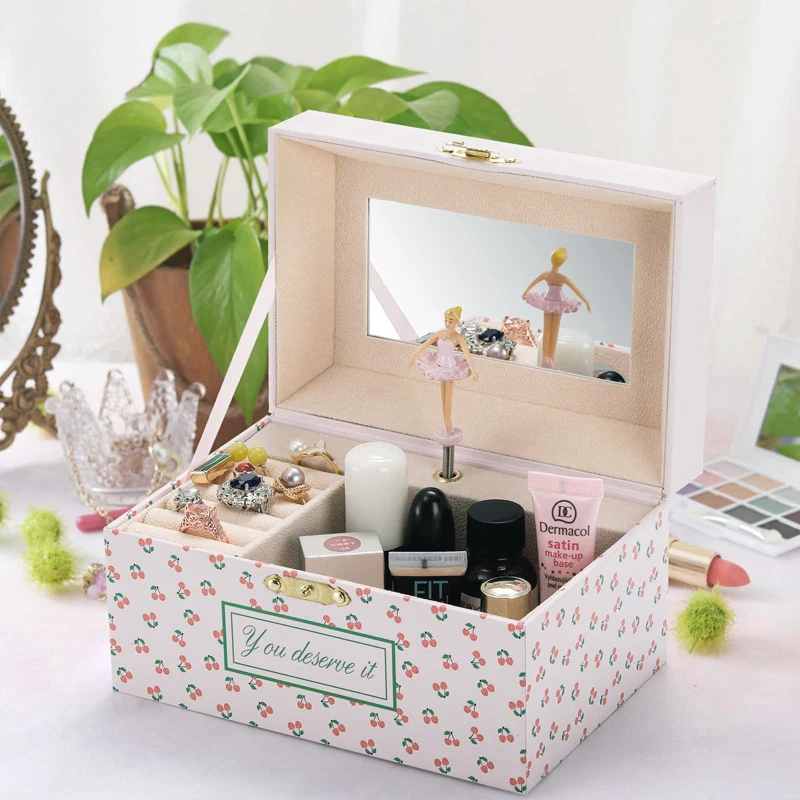 

Musical Jewelry Display Box ﻿Large Capacity Earring Necklace Jewelry Storage Box Beautiful Packaging Box Birthday Case Box S097