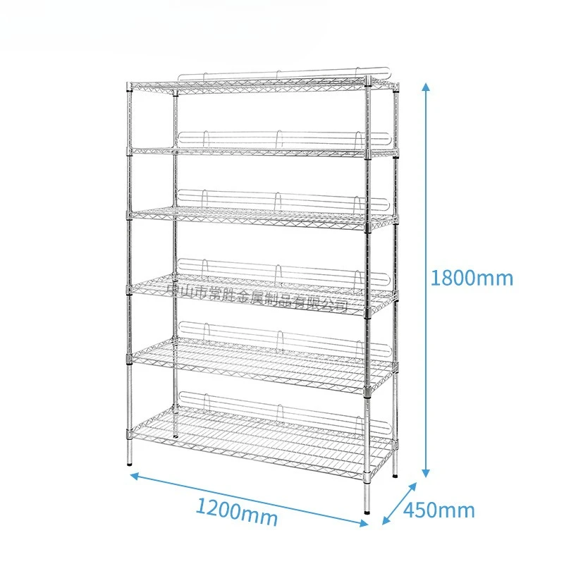 

Factory finishing chrome-plated shelf Floor-to-ceiling multi-layer multi-functional six-layer light shelf with guardrail Storage