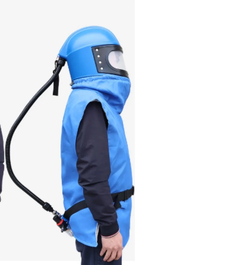 Sand Blast Helmet, Sandblasting  Hood with Air Breathing Hose Air Circulation Sandblasting Helmet, Temperature Control Sandb