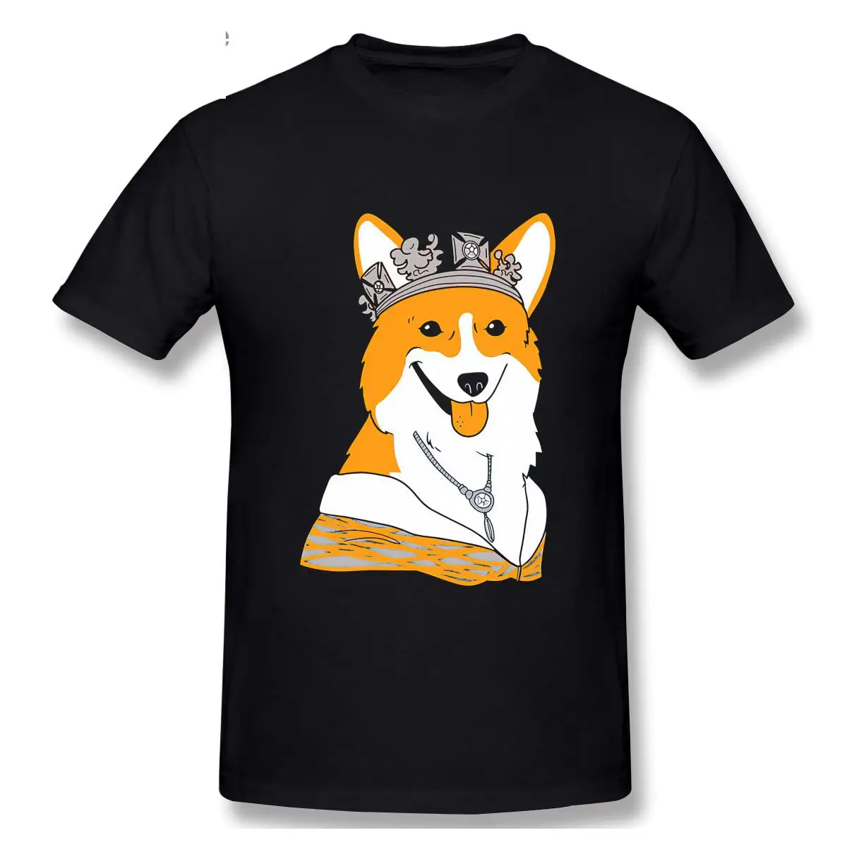 

2021 Fashion Graphic T-shirt Cartoon Anime Corgi Dog Her Majesty T Shirt Short Sleeve Casual Men O-neck 100% Cotton Tshirt Top