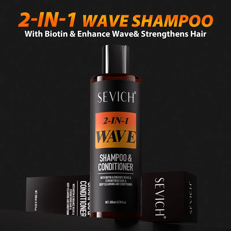 SEVICH 2 IN 1 Wave แชมพูไบโอตินชุ่มชื่นทําความสะอาดช่วยเพิ่ม Wave เสริมสร้าง Hair Shine Shine สําหรับชาย Conditioner 200ml