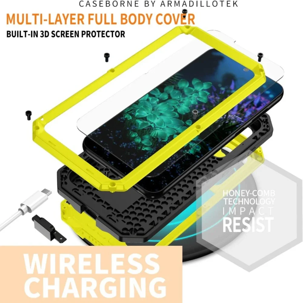 Rugged military aluminum metal housing for Samsung S24Ultra S24 Plus sliding lens cover Heavy Duty shock-proof housing screen