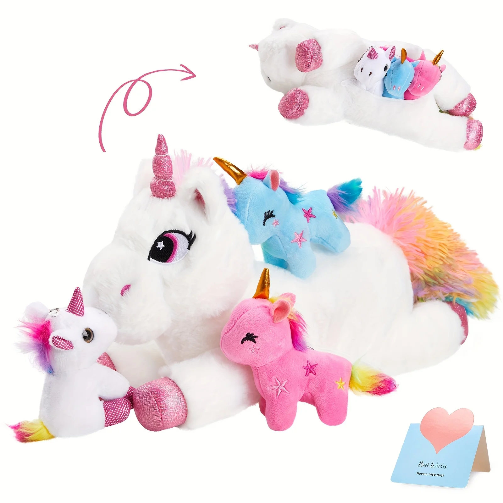 

4 Pcs Unicorn Doll Toys Set Plush Toys Halloween Christmas Cute Unicorn Stuffed Animals Throw Pillows Gift for Girls Kids Soft