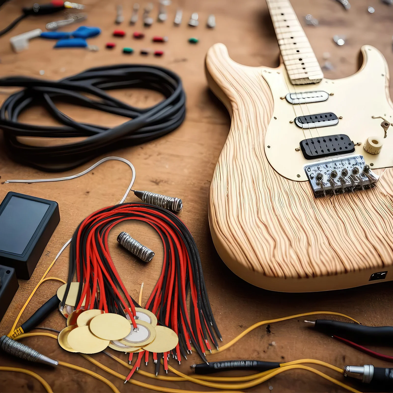 

15pcs Brass Pickup Disc Elements For Acoustic Guitar Drum Microphone Buzzer Contact Microphone Trigger Sensor Transducer