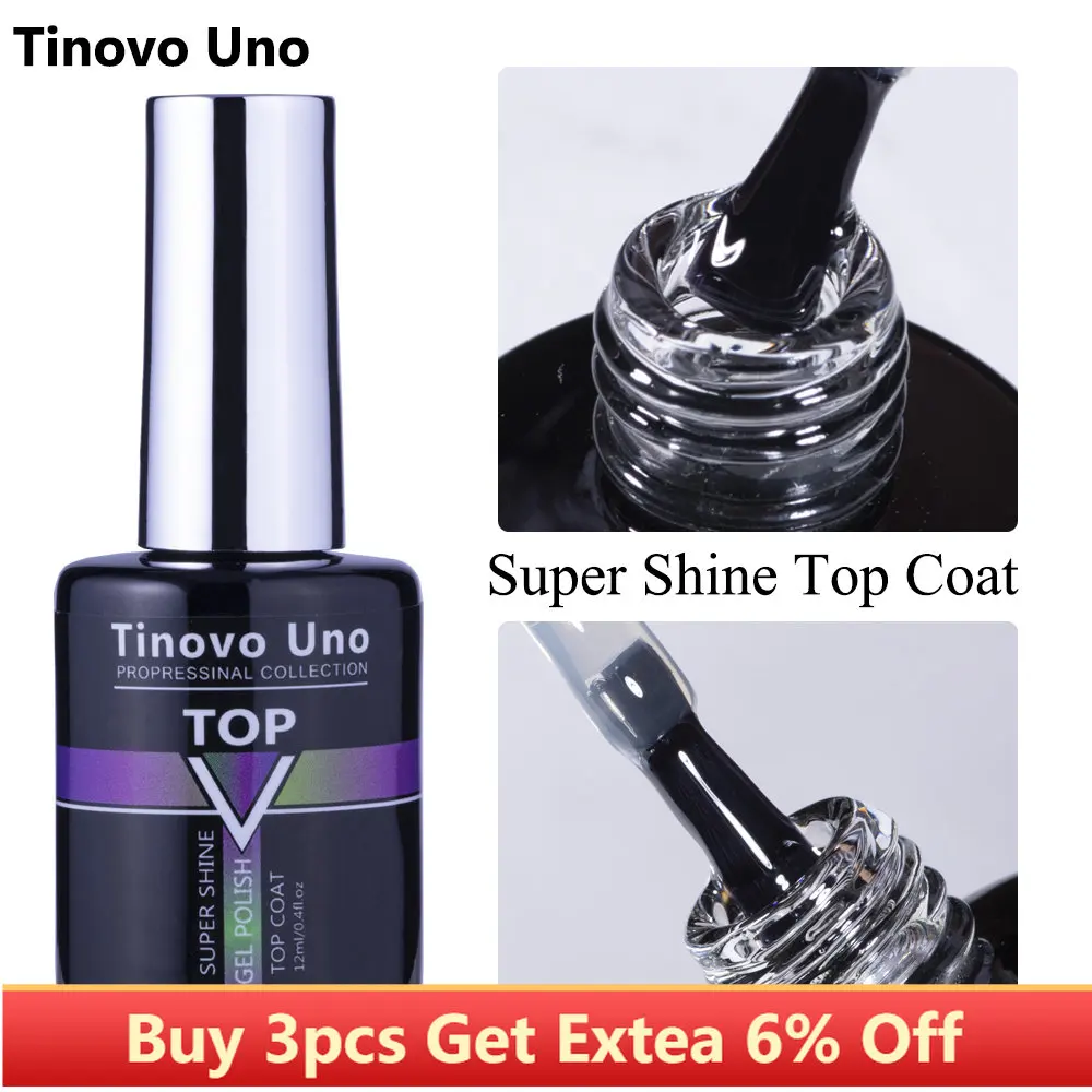 Tinovo Uno Super Shiny Top Coat UV Gel Nail Polish 12ML Hybrid Gels Nails Topcoat Gellac All for Nails Art Primer Design NEW