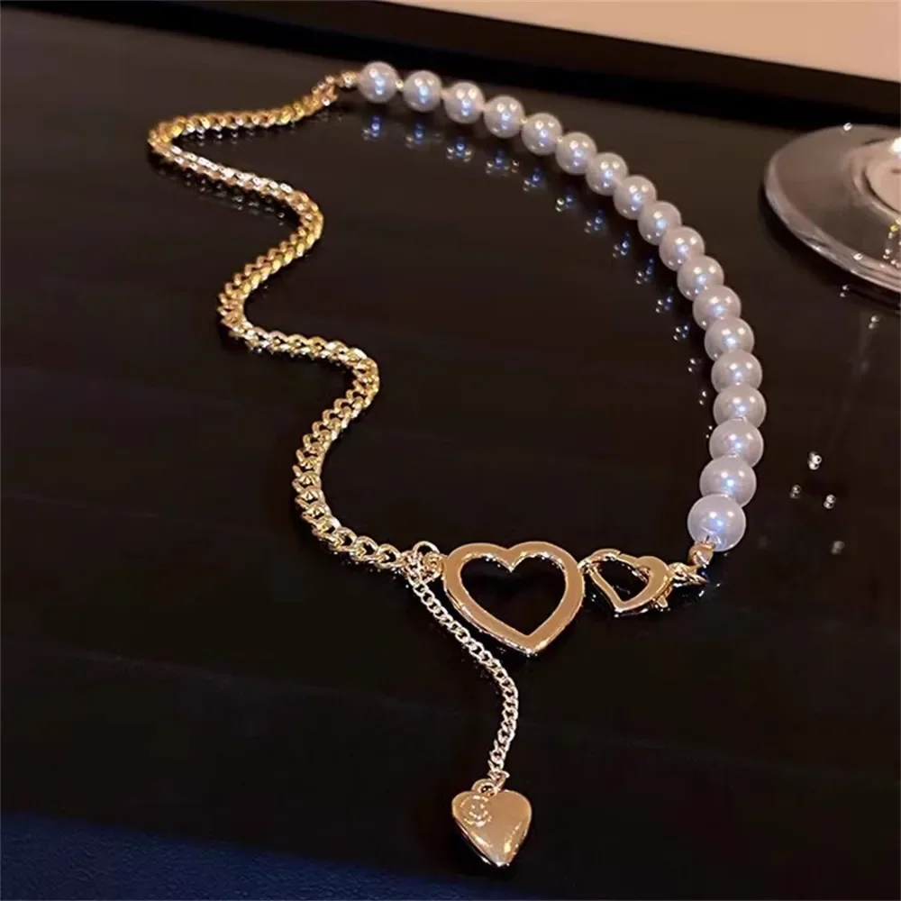 

DIY Pearl Accessories S925 Sterling Silver Single Breasted Necklace Buckle Gold Silver Fashion Chain Handmade Beaded Buckle K261