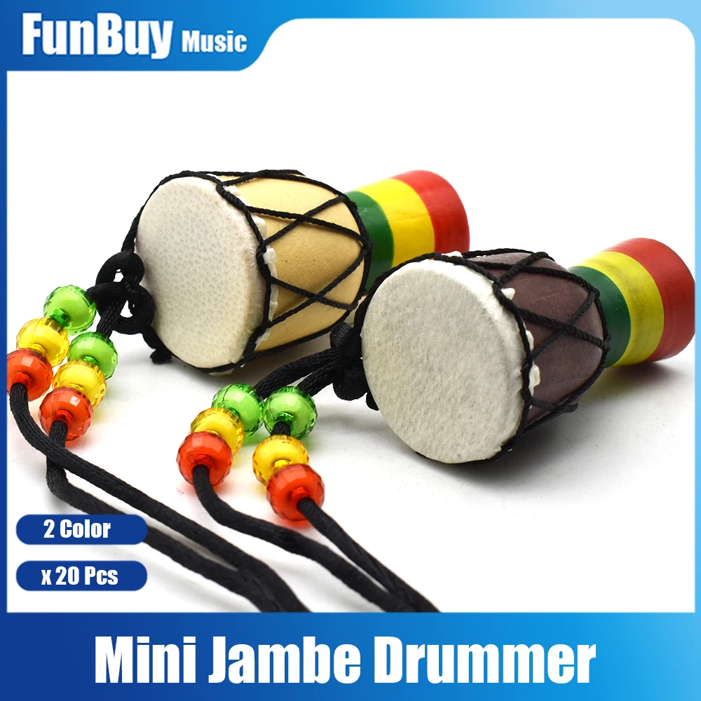 

20pcs MINI Jambe Drummer Wooden Necklace Djembe Percussion Musical Instrument African Hand Drum