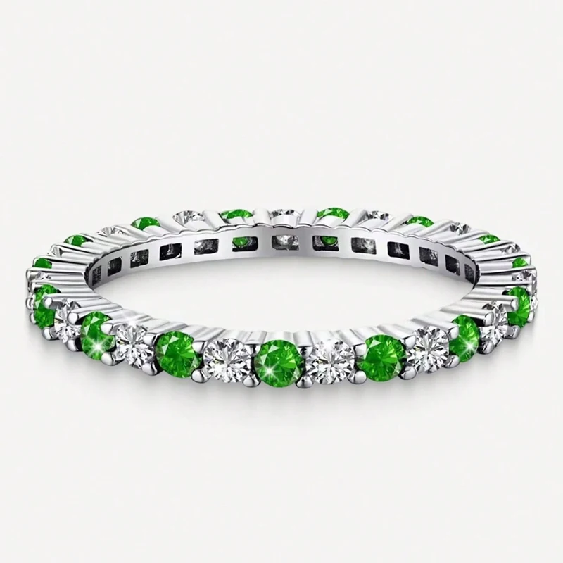 Women's 925 Sterling Silver Multi Color Zircon Stackable Ring, Gift