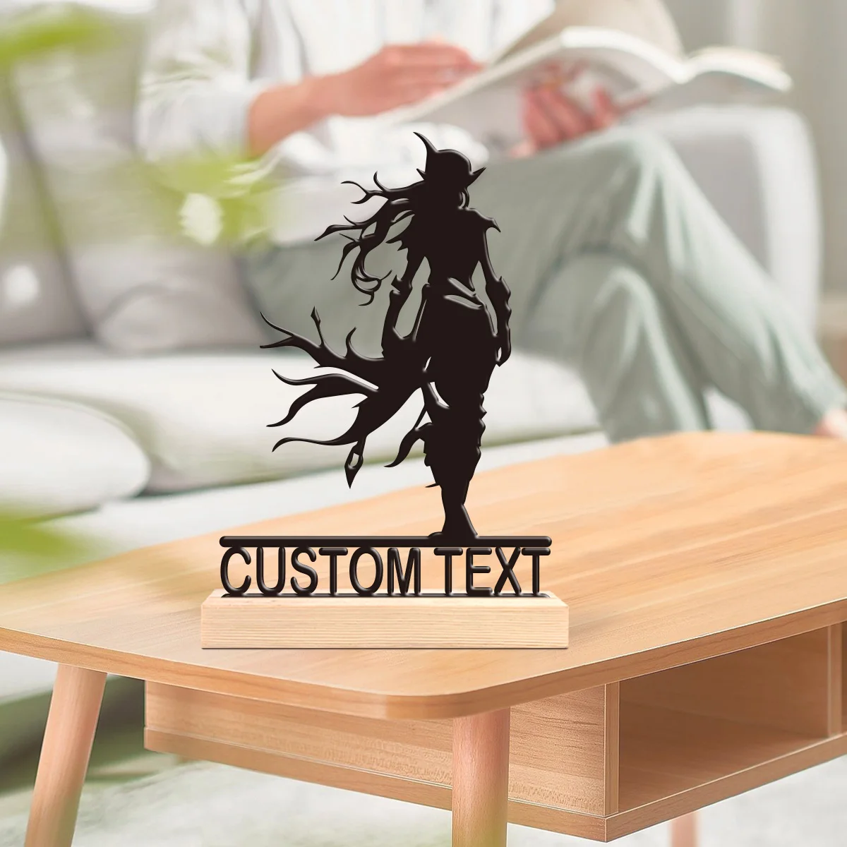 1pc Metal Art Desktop Decoration Customizable Content With Wooden Base Holiday Gifts for Family and Friends