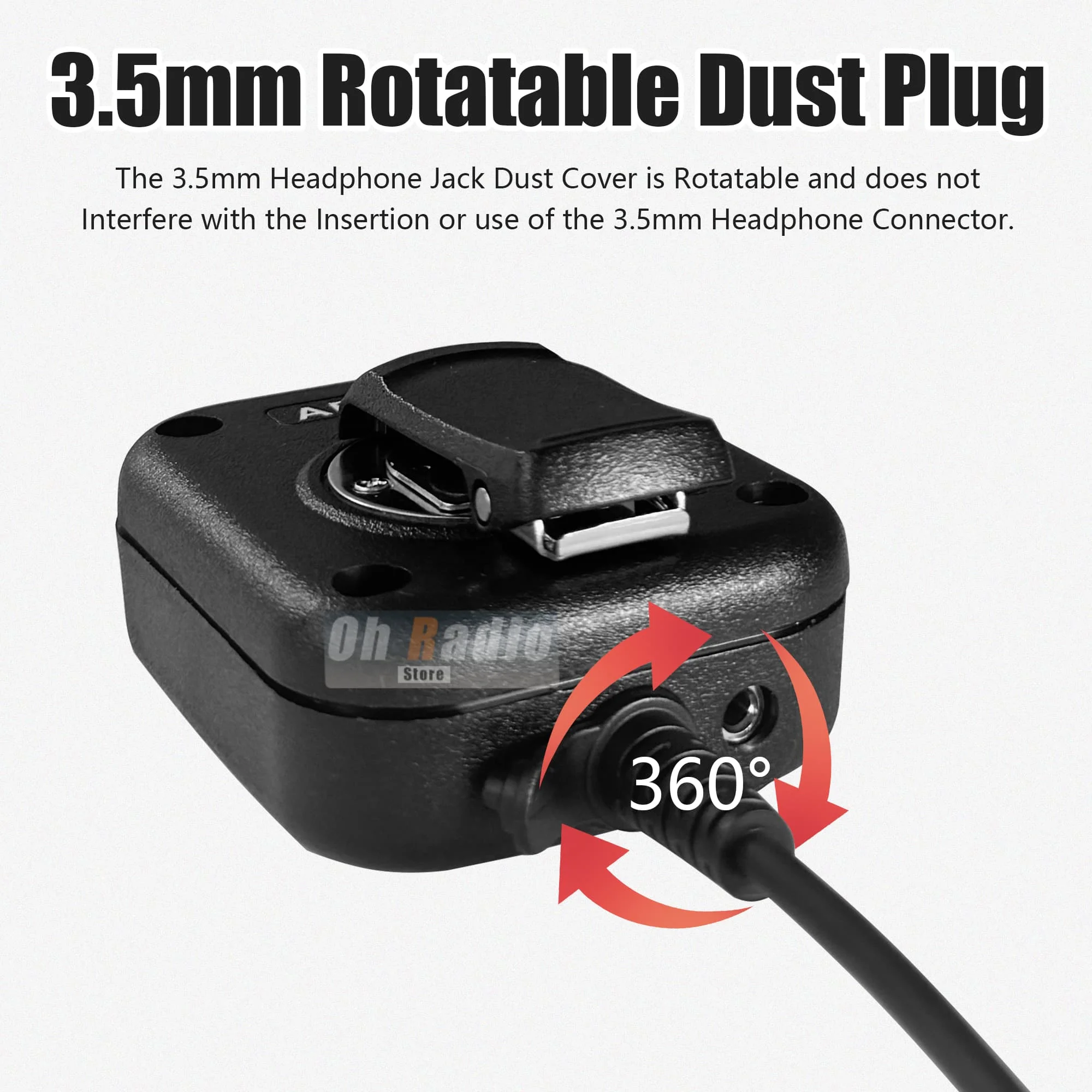 Baofeng Tactical Mic AR-152 Microphone Speaker Mic Volume Adjustable K Plug With 3.5mm Headset Jack For UV-25M DM-32 UV-28 Radio view 3