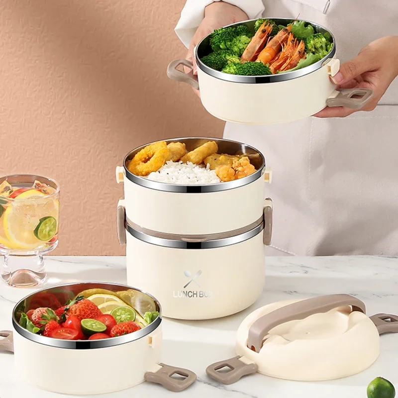 Portable Thermal Lunch Box 304 Stainless Steel Multifunction Insulated Lunch Container with Thermal Bag for School Student