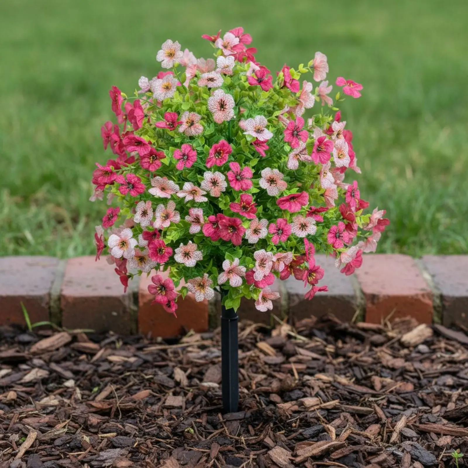 Faux Flower Ground Spike Low Maintenance Garden Flower Pick Outdoor Decoration Realistic Look Home Decor Easy to Place for Porch