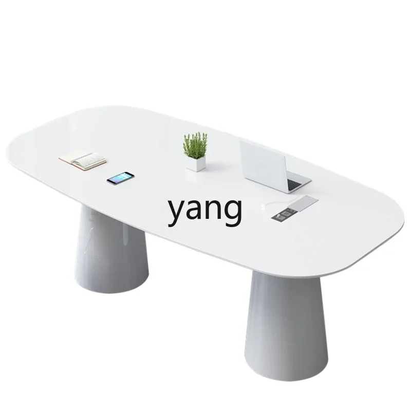 LMM  Desk White Paint Negotiation Oval Reception Table Conference Table Simple