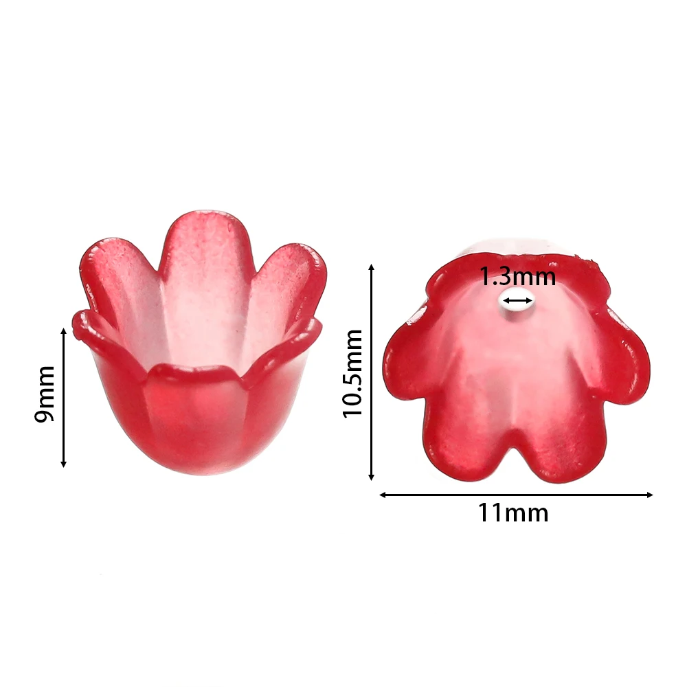 50/100pcs Lily Flower Gradient Color Acrylic Beads Caps Loose Space Tassel Beads Tray For DIY Jewelry Making Accessories
