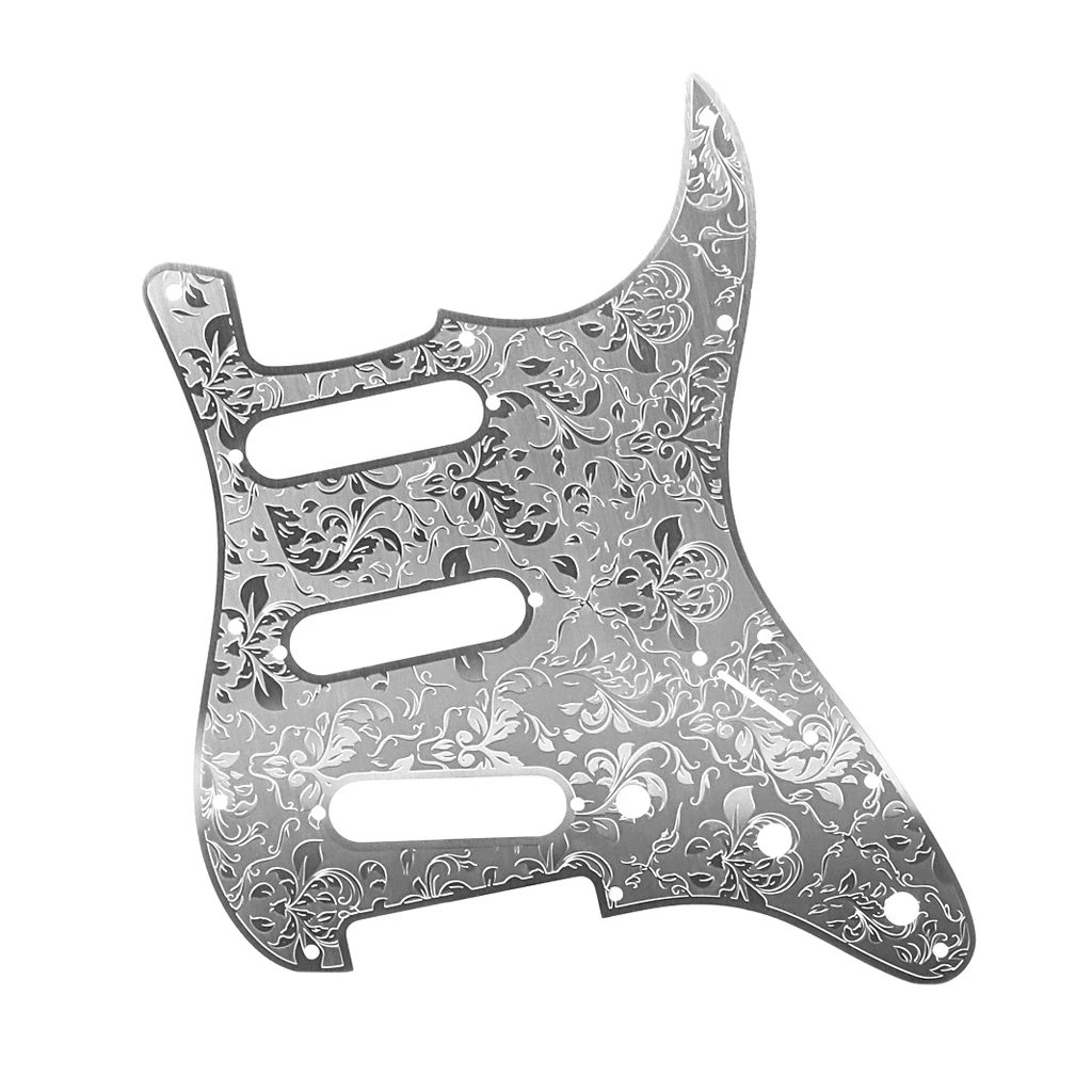 11 Holes Metal Guitar Pickguard SSH/SSS Pick Guard Carved Pattern for Strat Electric Guitar  Parts & Accessories