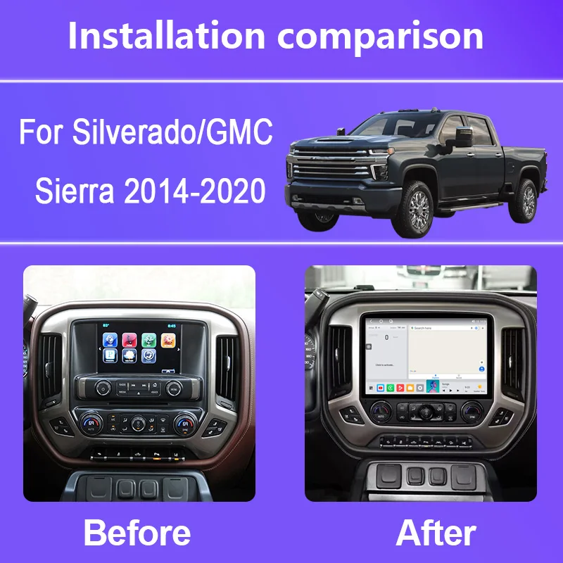 For Silverado/GMC Sierra 2014-2020 Android 12.0 Octa Core 8+256G 12.4 inch Car Multimedia Player Stereo Receiver Radio