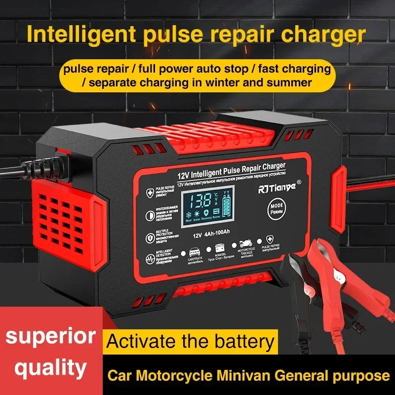 12V 6A Car Battery Charger, Touch Screen Pulse Repair, Fast Charging Digital LCD for Wet Dry Lead Acid Batteries | 3 Sold
