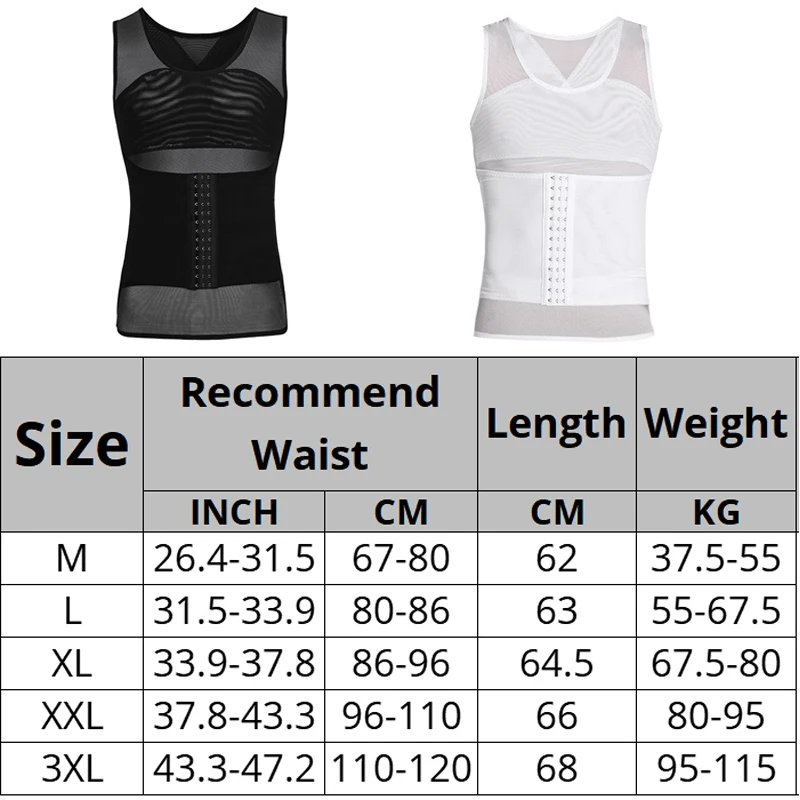 Mens Body Shaper Compression Vest Abdomen Shapewear Slimming Sheath Tummy Control Corset Waist Trainer Tank Tops with Buckle