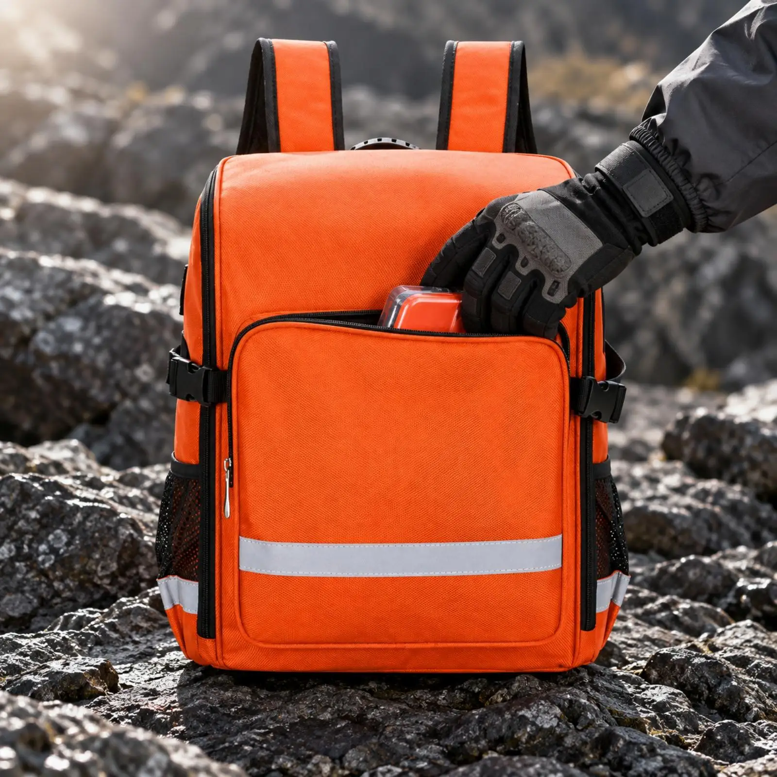 Bug Out Bag Survival Kit Emergency Backpack Waterproof Nylon Oxford with Reflective Strips for Evacuation Gear