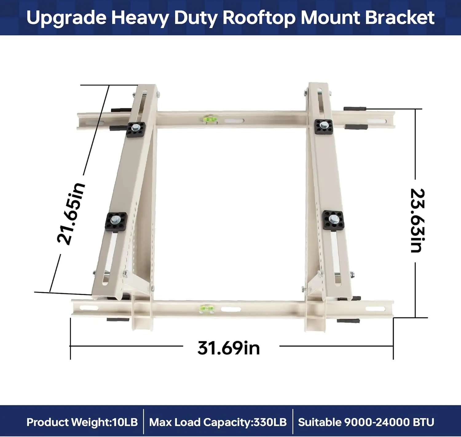 Rooftop Mini Split Mount Bracket, Heavy Duty suporte de telhado ajustável, Heavy Duty Suporte, mais estabilidade e nível para Ductless Min, 9000to24000BTU