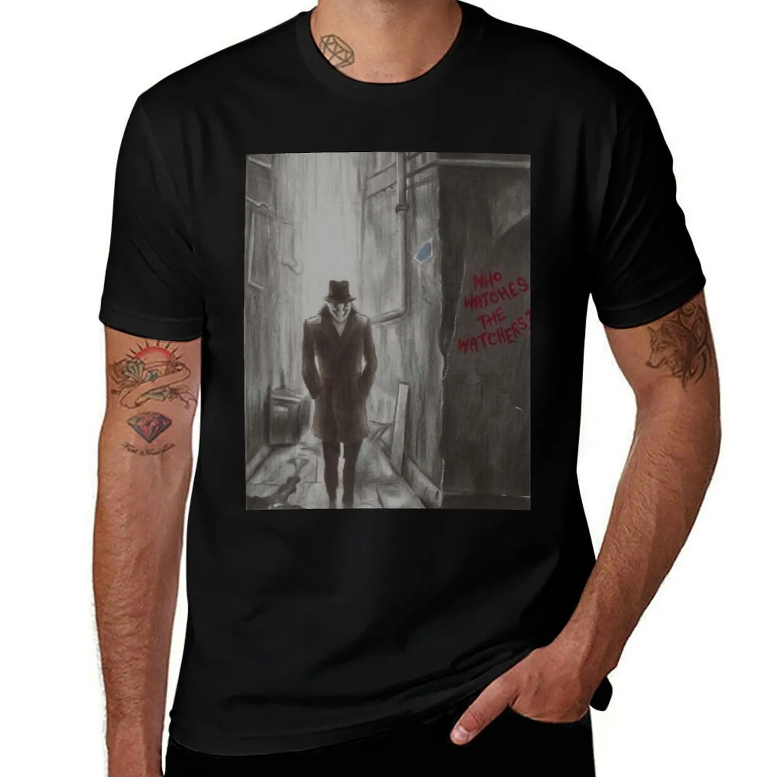 

Who Watches The Watchers T-Shirt graphic t shirt vintage man clothes Funny t-shirts fashion shirts plain black t shirts men