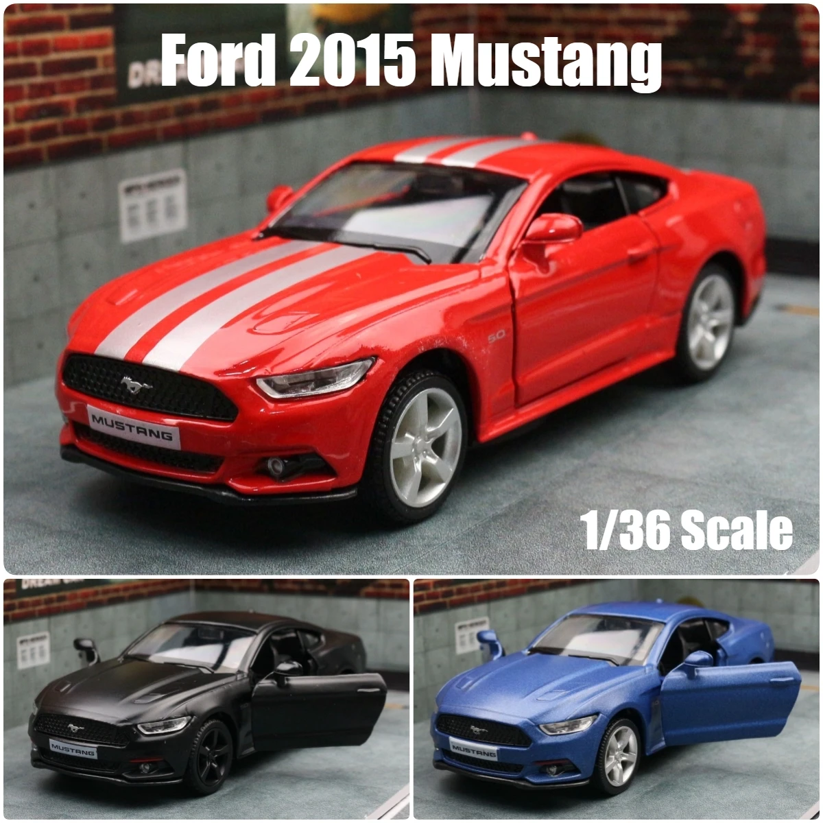 1/36 Ford Mustang GT Toy Car Model RMZ CiTY Diecast Super Sport Vehicle Pull Back Door Openable Collection Gift For Children Kid