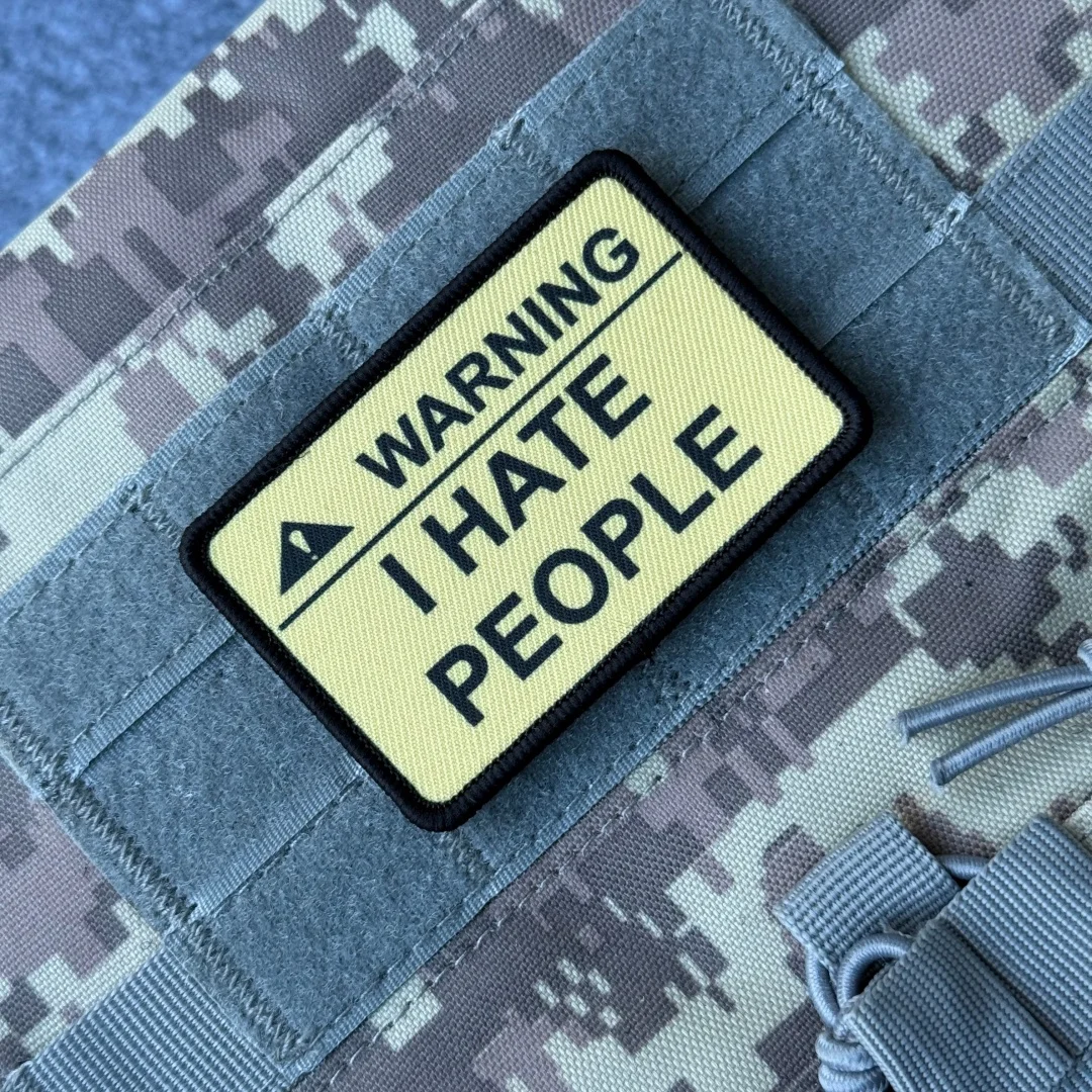 Parche de moral I Hate People con velcro – Insignia táctica para mochila - imagen 2