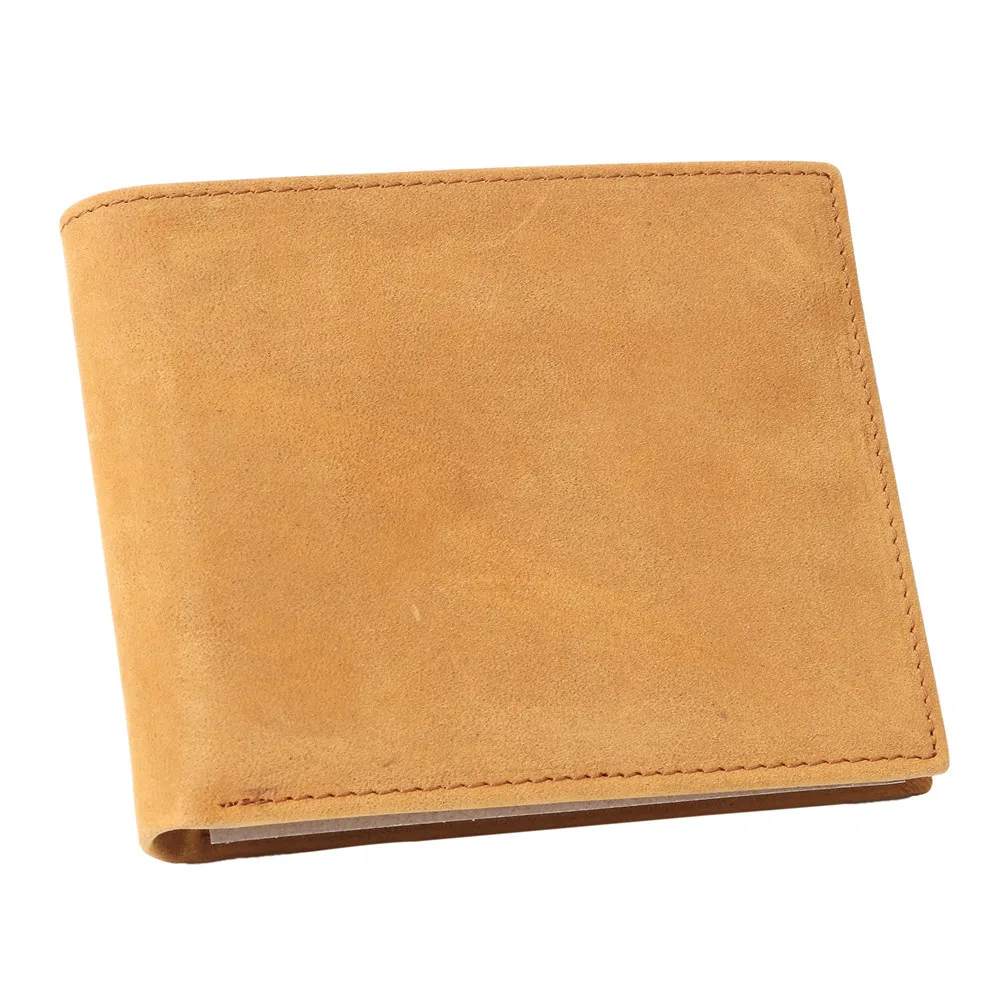 Vintage Genuine Leather Men's Wallet  Trifold Wallet Thin Short Multi Function ID Credit Card Holder Male Purse Money