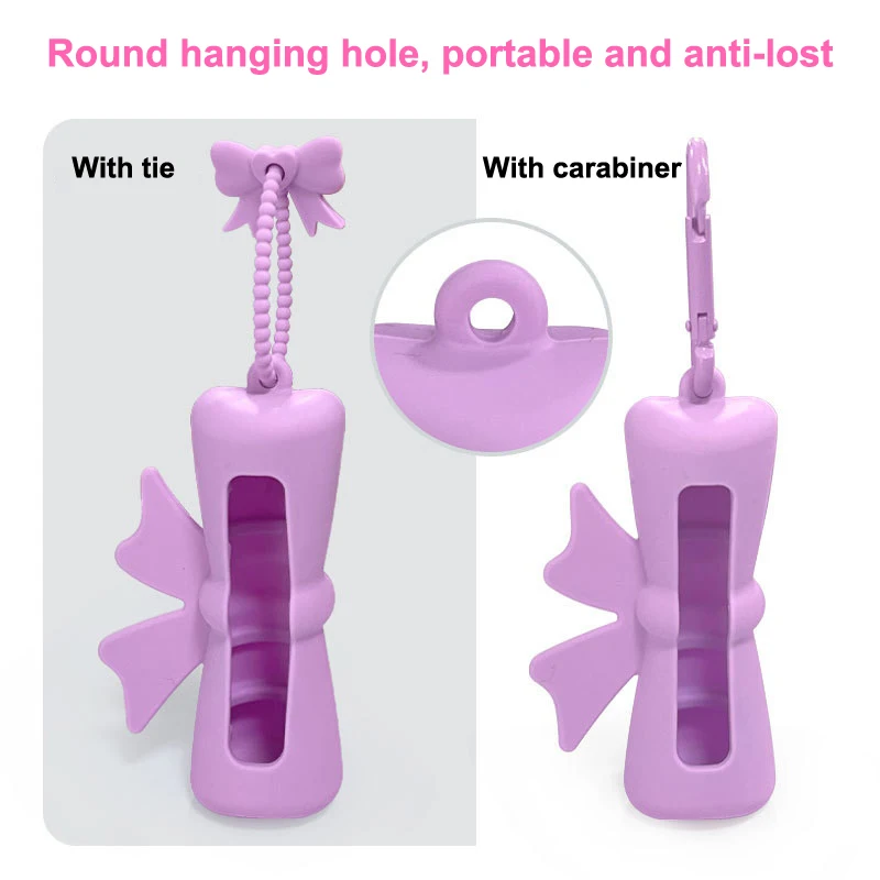 Bow Candy Peanut Shape Silicone Lipstick Cover Keychains Portable Solid Color Lipstick Storage Bag Light Weight Lip Balm Holder view 5