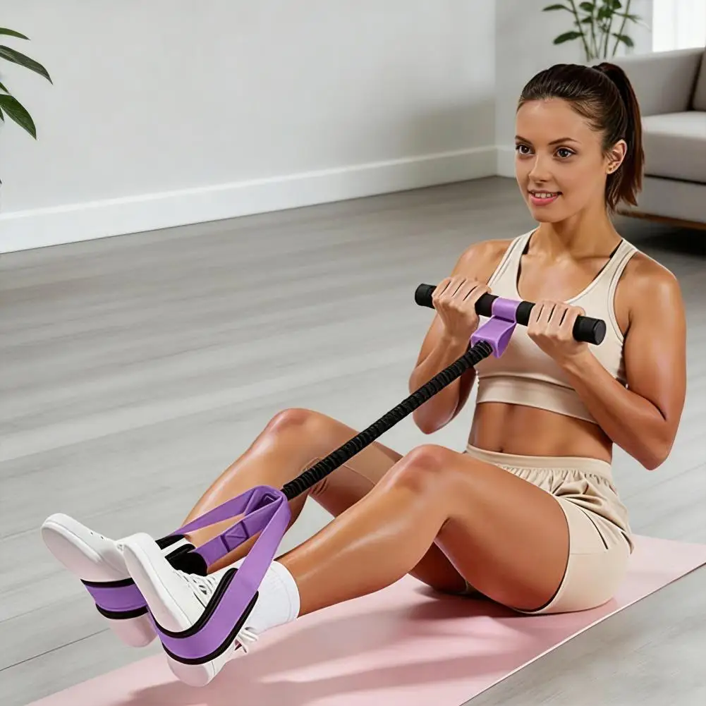 Yoga Pedal Pull Rope Resistance Band with Handle Sit-up Exerciser Core Abdomen Waist Leg Arm Training Fitness Equipment