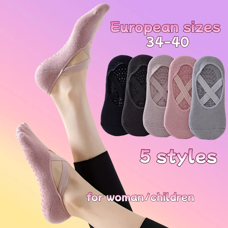 

Европейские размеры 34-40, 1/2 пары новых поступлений в тон, носки для йоги на шнуровке для женщин и детей