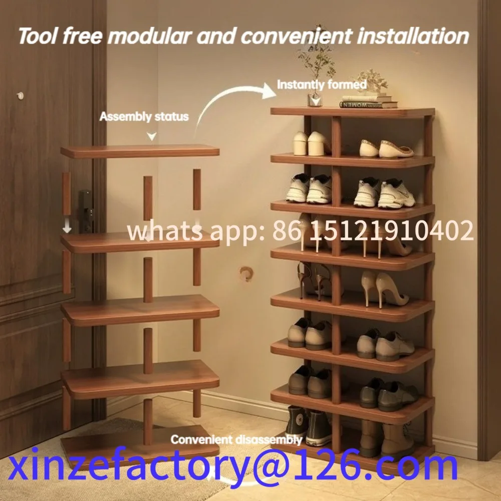 Customizable Solid Wood Core Shoe Rack Home Doorway Multi-tier Good-looking Small Narrow Shelf