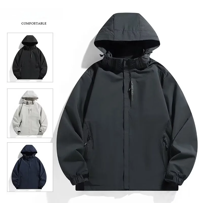 

Мужская куртка American Sle с капюшоном, ветрозащитная, повседневная, осенне-зимняя верхняя одежда из полиэстера, с длинными рукавами, на молнии