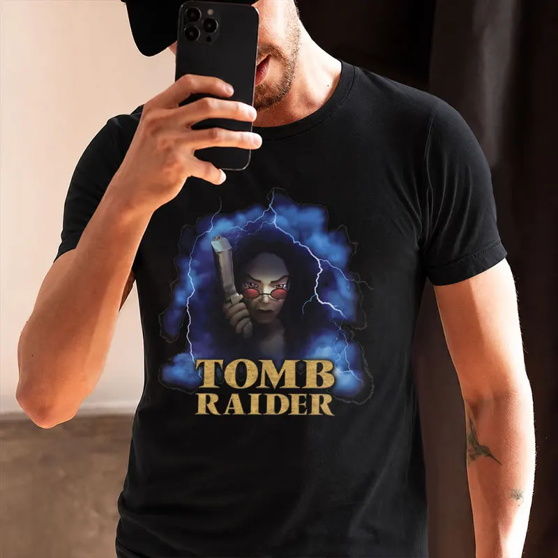 Retro video game Tomb Raider Angel of Darkness Lara Croft gift t-shirt for gamers 0715 Short Sleeve Graphic Clothes US Size Tee