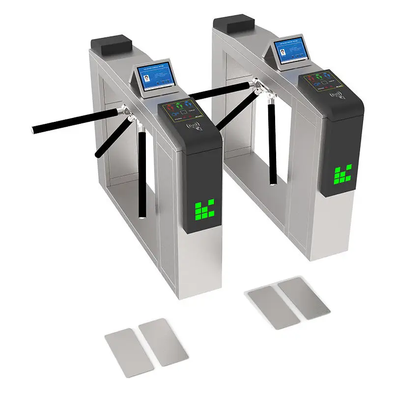 Turnstile Tripod Doors With Fingerprint Access Control, ESD Barrier Gate, And RFID Reader For Secure Entry