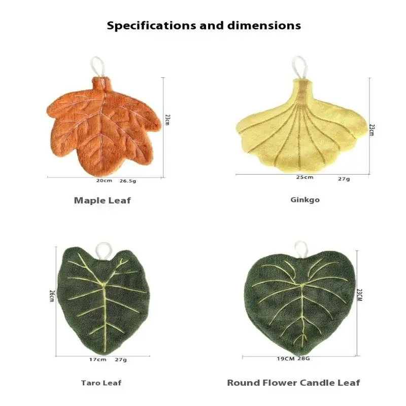 1pc Soft Double-layer Leaf Style Hand Towel Thickened Absorbent Hanging Hand Cloth Speed Dry Handkerchief Rag - view 6